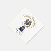 75e verjaardag Navy Blue Balloon Cake Servet (Hoek)