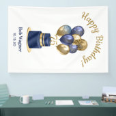 75e verjaardag Navy Blue Balloon Cake Spandoek (Beurs)