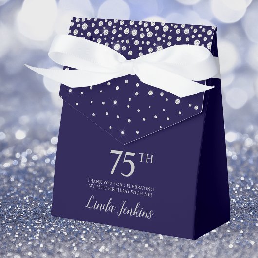 75e verjaardag Navy Blue Glitterende Dank Je Bedankdoosjes