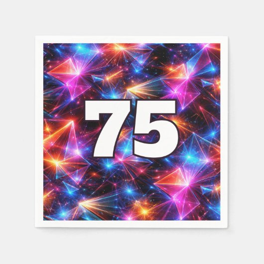 75e verjaardag Neon Polygoon Abstract  Servet (Voorkant)