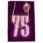 75e verjaardag Neon Sign. en ballon Medium Cadeauzakje (Voorkant)
