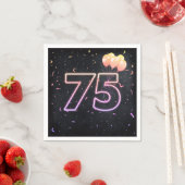 75e verjaardag Neon Sign On Black Napkins Servet (Insitu)