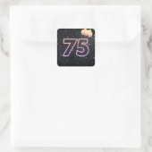 75e verjaardag Neon Sign On Black Square Sticker (Tas)