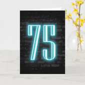 75e verjaardag Neon Sign on Brick Kaart (Gele Bloem)
