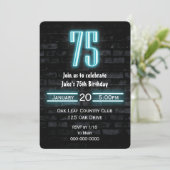 75e verjaardag Neon Sign op Brick Kaart (Staand voorkant)