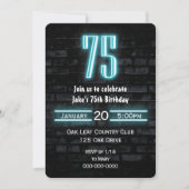 75e verjaardag Neon Sign op Brick Kaart (Voorkant)