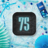 75e verjaardag Neon Sign op Brick Papieren Bordje (Feest)