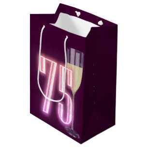 75e verjaardag Neon Sign with Wine Medium Cadeauzakje