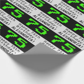 75e verjaardag - Nerdy / Geeky Style "75" en naam Cadeaupapier (Hoek)