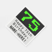 75e verjaardag - Nerdy / Geeky Style "75" & Naam Servet (Hoek)