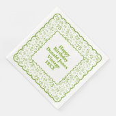 75e verjaardag nummer patroon Scallops groen/wit Servet (Hoek)