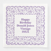 75e verjaardag nummer Patroon Scallops Paarse/wit Servet (Voorkant)