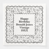 75e verjaardag nummer patroon Scallops zwart/wit Servet (Voorkant)