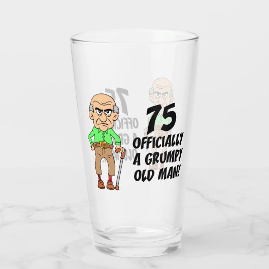 75e verjaardag Officieel rumpy Old Man Glass Glas (Achterkant)