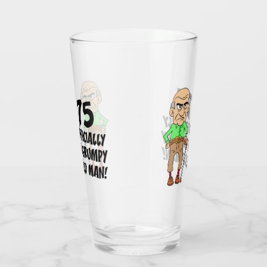 75e verjaardag Officieel rumpy Old Man Glass Glas (Rechts)