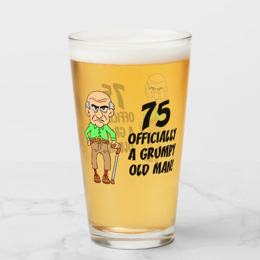 75e verjaardag Officieel rumpy Old Man Glass Glas (Voorkant gevuld)