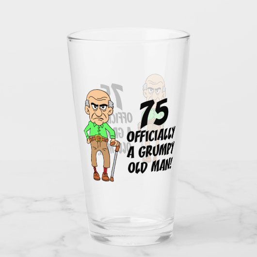 75e verjaardag Officieel rumpy Old Man Glass Glas (Voorkant)