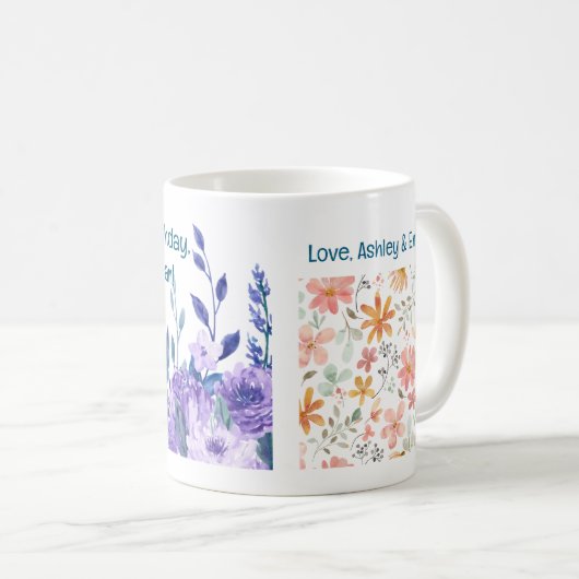 75e verjaardag Oma Flowers Love Elegant Floral Koffiemok (Voorkant rechts)