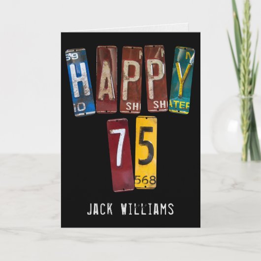 75e verjaardag oude auto licentie borden kaart (Voorkant)