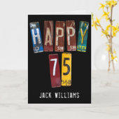 75e verjaardag oude auto licentie borden kaart (Gele Bloem)