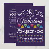 75e verjaardag Pareltjes Paars met de meest verblu Kaart (Voorkant / Achterkant)