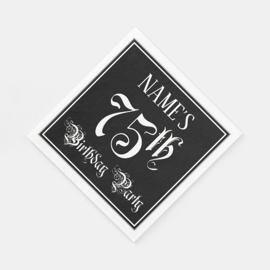 75e verjaardag Partij — Fancy Manuscript + de Naam Servet (Hoek)