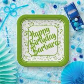 75e verjaardag partijnummer Patroon Groen/Wit Papieren Bordje (Feest)