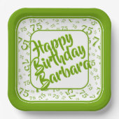 75e verjaardag partijnummer Patroon Groen/Wit Papieren Bordje (Voorkant)