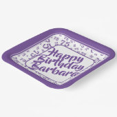 75e verjaardag partijnummer Patroon Paarse/Wit Papieren Bordje (Gebogen)