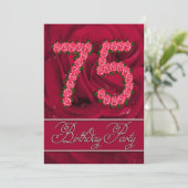 75e verjaardag partijuitnodiging met rozen kaart (Staand voorkant)