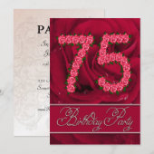 75e verjaardag partijuitnodiging met rozen kaart (Voorkant / Achterkant)