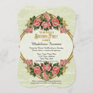 75e Verjaardag Party Gold Glitter Rozen Kaart