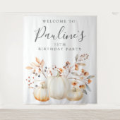 75e Verjaardag Party Herfst Pompoen Bladeren Wandkleed (Voorkant)