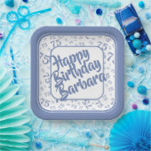 75e verjaardag Party Nummer Patroon Blauw Wit Papieren Bordje (Feest)
