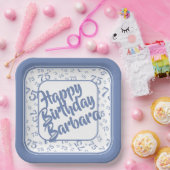 75e verjaardag Party Nummer Patroon Blauw Wit Papieren Bordje (Feest)