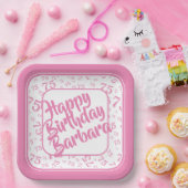 75e verjaardag Party Nummer Patroon Roze Wit Papieren Bordje (Feest)