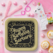 75e verjaardag Party Nummer Patroon Zwart/Goud Papieren Bordje (Feest)