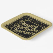 75e verjaardag Party Nummer Patroon Zwart/Goud Papieren Bordje (Gebogen)