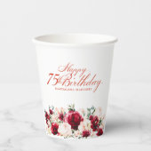 75e Verjaardag Party Red Rose Pink Peony Custom Papieren Bekers (Voorkant)