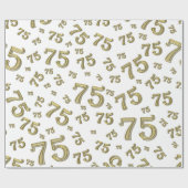 75e verjaardag Patroon nummer 75 Goud en wit Cadeaupapier (Vlak)