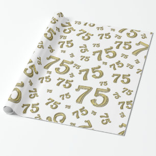 75e verjaardag Patroon nummer 75 Goud en wit Cadeaupapier