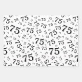 75e verjaardag - Patroon zwart-wit nummer 75 Inpakpapier Vel (Voorkant 2)
