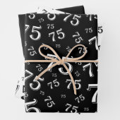 75e verjaardag - Patroon zwart-wit nummer 75 Inpakpapier Vel (In situ)