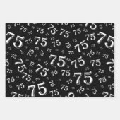 75e verjaardag - Patroon zwart-wit nummer 75 Inpakpapier Vel (Voorkant)