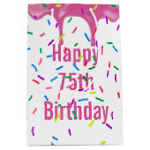 75e verjaardag prins op roze ijsvorming medium cadeauzakje (Voorkant)