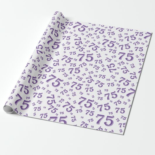 75e verjaardag Random Number Pattern 75 Paars Cadeaupapier (Uitgerold)