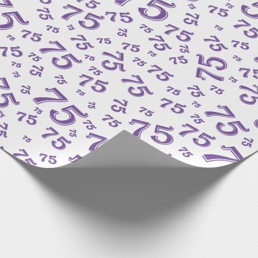 75e verjaardag Random Number Pattern 75 Paars Cadeaupapier (Hoek)