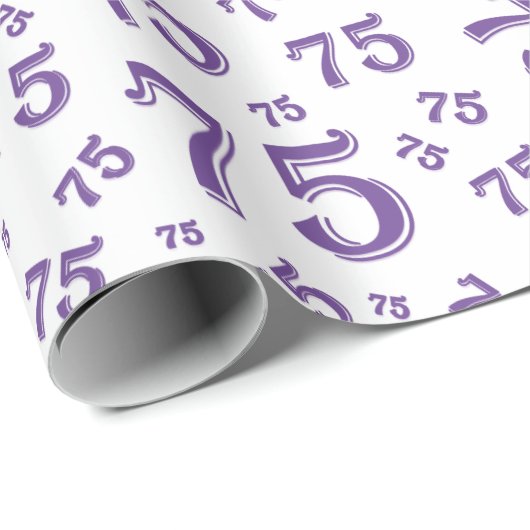 75e verjaardag Random Number Pattern 75 Paars Cadeaupapier (Rol Hoek)