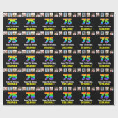 75e verjaardag: Regenboog "75"; Aangepaste foto's  Cadeaupapier (Vlak)