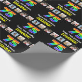 75e verjaardag: Regenboog "75"; Aangepaste foto's  Cadeaupapier (Hoek)